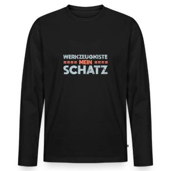 Werkzeugkiste: Mein Schatz - Männer Premium Bio Langarmshirt - Schwarz - Vorne - Nico (187cm)