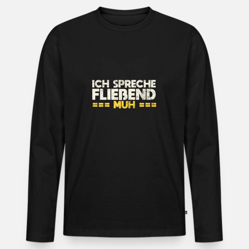 Ich Spreche Fließend Muh - Männer Premium Bio Langarmshirt - Schwarz