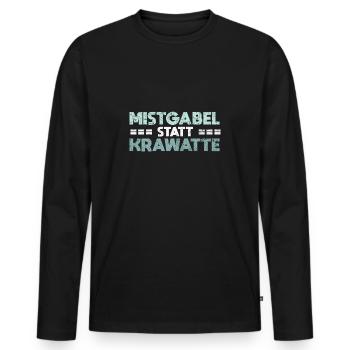 Mistgabel Statt Krawatte - Männer Premium Bio Langarmshirt - Schwarz - Vorne - Nico (187cm)