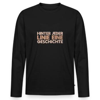 Hinter Jeder Linie, Eine Geschichte - Männer Premium Bio Langarmshirt - Schwarz - Vorne - Nico (187cm)