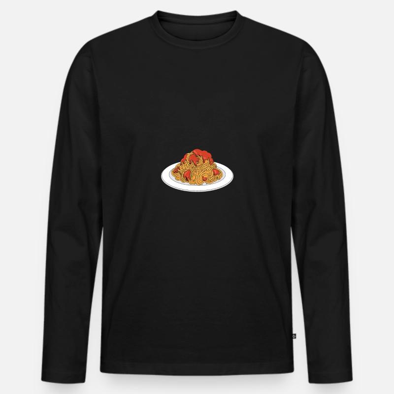 Spaghetti Bolognese - Männer Premium Bio Langarmshirt - Schwarz