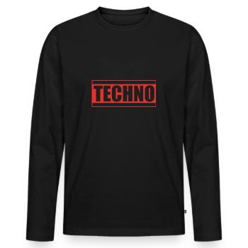 Dicton "Techno Gift Rave - T-shirt manches longues Premium bio Homme - noir - Devant - Nico (187cm)