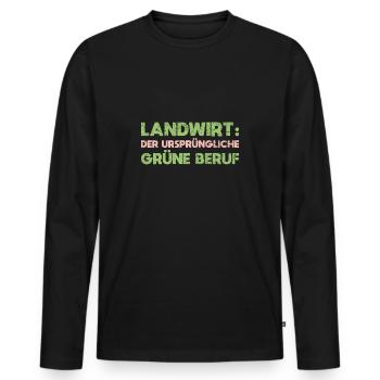 Landwirt: Der Ursprüngliche Grüne Beruf - Männer Premium Bio Langarmshirt - Schwarz - Vorne - Nico (187cm)