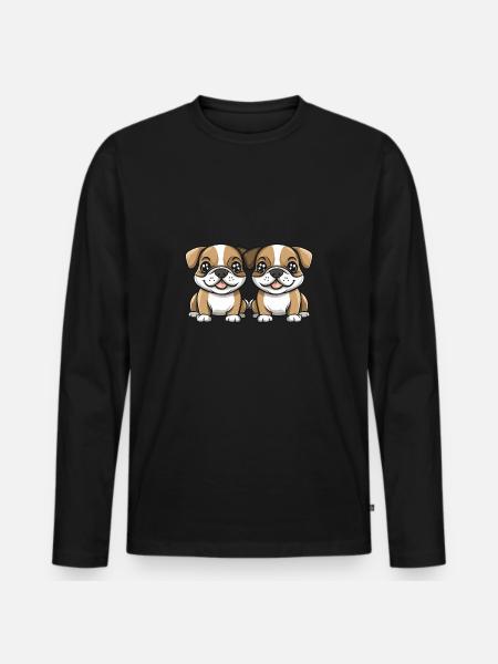 Bulldog Dog Comic - Men's Premium Organic Long Sleeve Shirt - black