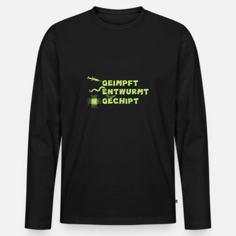 Geimpft Gechipt Entwurmt Impfen - Männer Premium Bio Langarmshirt - Schwarz