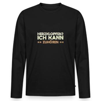 Herzklopfen? Ich Kann Zuhören - Männer Premium Bio Langarmshirt - Schwarz - Vorne - Nico (187cm)