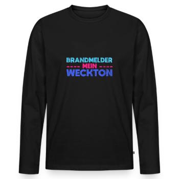 Brandmelder – Mein Weckton - Männer Premium Bio Langarmshirt - Schwarz - Vorne - Nico (187cm)