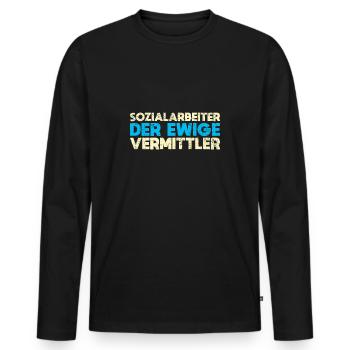 Sozialarbeiter - Der Ewige Vermittler - Männer Premium Bio Langarmshirt - Schwarz - Vorne - Nico (187cm)