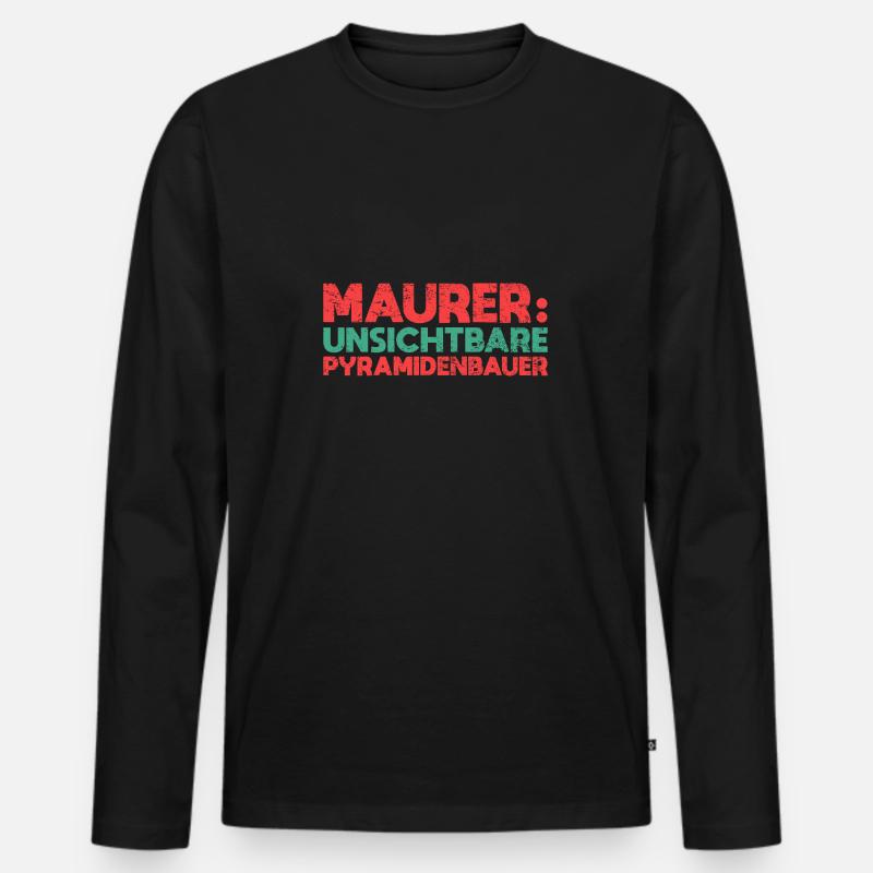 Maurer, Unsichtbare Pyramidenbauer - Männer Premium Bio Langarmshirt - Schwarz