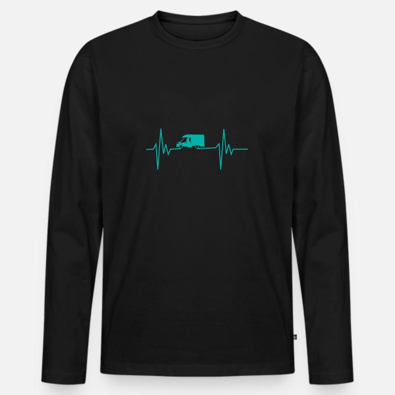Herzschlag Wohnmobil - Männer Premium Bio Langarmshirt - Schwarz