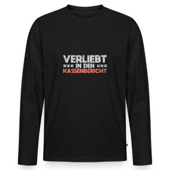 Verliebt In Den Kassenbericht - Männer Premium Bio Langarmshirt - Schwarz - Vorne - Nico (187cm)
