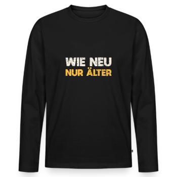 Wie Neu, Nur älter - Männer Premium Bio Langarmshirt - Schwarz - Vorne - Nico (187cm)