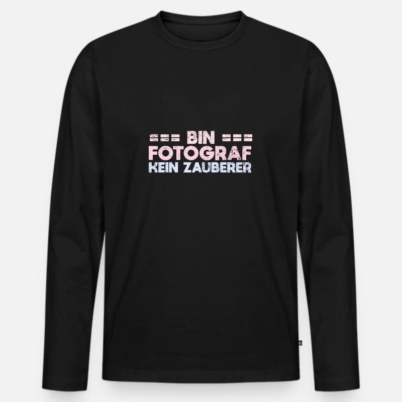 Bin Fotograf, Kein Zauberer - Männer Premium Bio Langarmshirt - Schwarz