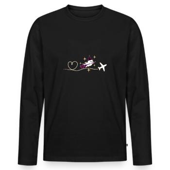 Chemise d’Halloween de pilote d’agent de bord - T-shirt manches longues Premium bio Homme - noir - Devant - Nico (187cm)