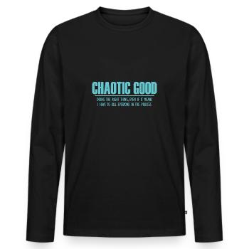 Chaotic good Nerd Rollenspiel Geek Geschenk - Männer Premium Bio Langarmshirt - Schwarz - Vorne - Nico (187cm)