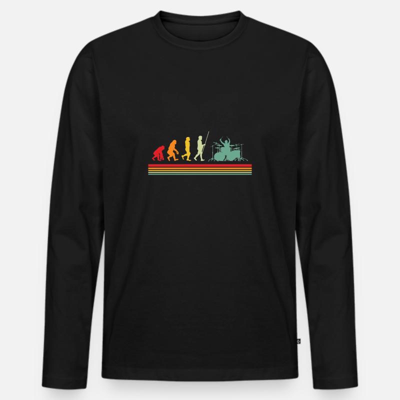 Drummer Evolution Drummer Retro Drums - Men's Premium Organic Long Sleeve Shirt - black