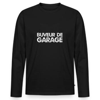 buveur de garage - T-shirt manches longues Premium bio Homme - noir - Devant - Nico (187cm)