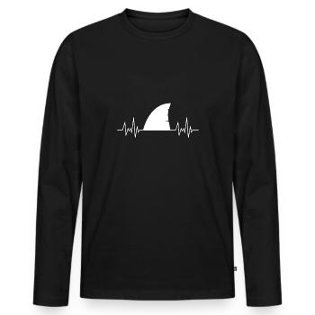 Raubtier Geschenk Haifischflosse Herzschlag Hai - Männer Premium Bio Langarmshirt - Schwarz - Vorne - Nico (187cm)