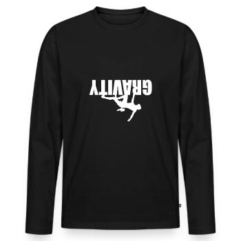Bouldern Gravity - Männer Premium Bio Langarmshirt - Schwarz - Vorne - Nico (187cm)