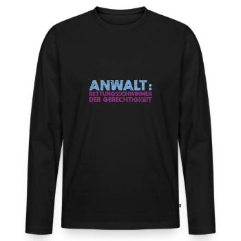 Anwalt: Rettungsschwimmer Der Gerechtigkeit - Männer Premium Bio Langarmshirt - Schwarz - Vorne - Nico (187cm)