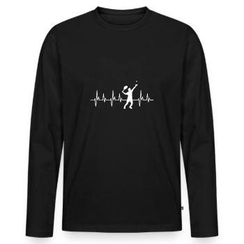 Balle, Tennis, Chemise, Tennisspieler Herzschlag - T-shirt manches longues Premium bio Homme - noir - Devant - Nico (187cm)
