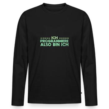 Ich Programmiere, Also Bin Ich - Männer Premium Bio Langarmshirt - Schwarz - Vorne - Nico (187cm)