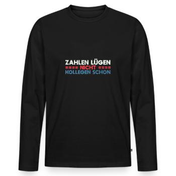 Zahlen Lügen Nicht, Kollegen Schon - Männer Premium Bio Langarmshirt - Schwarz - Vorne - Nico (187cm)