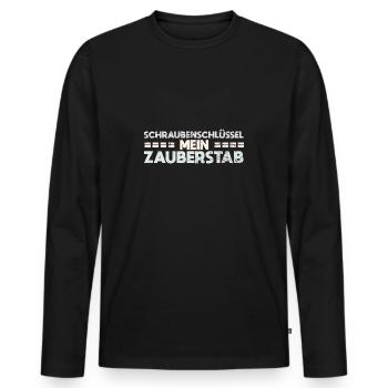 Schraubenschlüssel: Mein Zauberstab - Männer Premium Bio Langarmshirt - Schwarz - Vorne - Nico (187cm)
