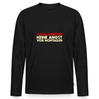 Sozialarbeiter - Keine Angst Vor Montagen - Männer Premium Bio Langarmshirt - Schwarz - Vorne - Nico (187cm)