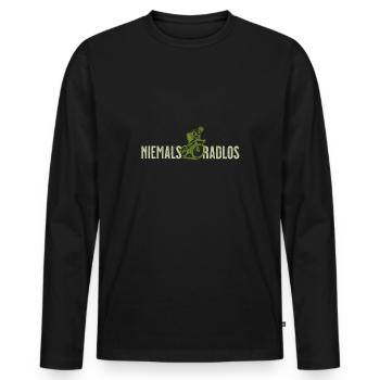 Niemals Radlos, Rennrad, Gravel, Radsport, grün - Männer Premium Bio Langarmshirt - Schwarz - Vorne - Nico (187cm)