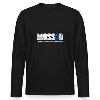 Mossad cadeau sort Jewish Hanukkah - T-shirt manches longues Premium bio Homme - noir - Devant - Nico (187cm)
