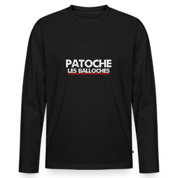 patoche les balloches - T-shirt manches longues Premium bio Homme - noir - Devant - Nico (187cm)