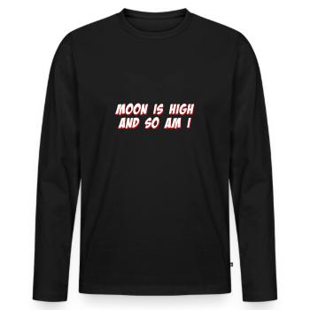 Der Mond ist hoch und ich bin es auch - Männer Premium Bio Langarmshirt - Schwarz - Vorne - Nico (187cm)