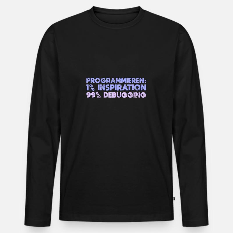 Programmieren: 1% Inspiration, 99% Debugging - Männer Premium Bio Langarmshirt - Schwarz