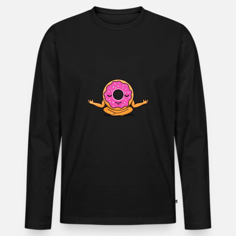 Meditierender Donut - Männer Premium Bio Langarmshirt - Schwarz