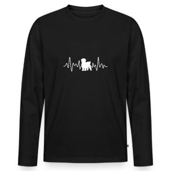 Battement de cœur maltais - T-shirt manches longues Premium bio Homme - noir - Devant - Nico (187cm)