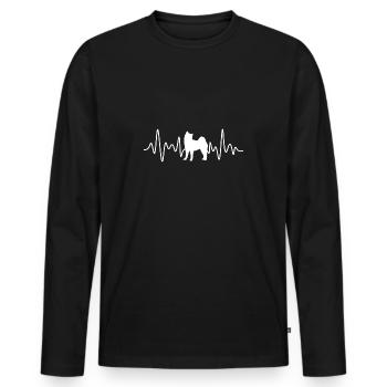 Shiba Inu Heartbeat - T-shirt manches longues Premium bio Homme - noir - Devant - Nico (187cm)