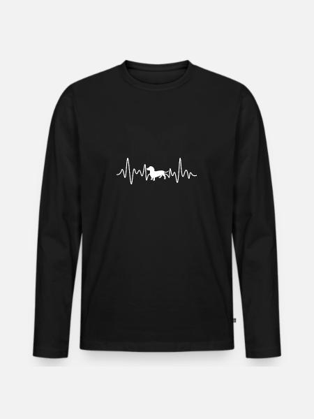 Dachshund Heartbeat - Men's Premium Organic Long Sleeve Shirt - black