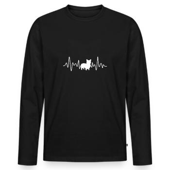 Welsh Corgi Heartbeat - T-shirt manches longues Premium bio Homme - noir - Devant - Nico (187cm)