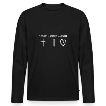 1 CROSS + 3 NAILS + 4GIVEN Christliches Geschenk - Männer Premium Bio Langarmshirt - Schwarz - Vorne - Nico (187cm)