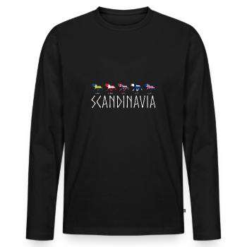 ELKS SCANDINAVES | Moose Elche drapeaux des pays - T-shirt manches longues Premium bio Homme - noir - Devant - Nico (187cm)
