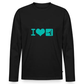 I love Pole Dance Pole Fitness Cadeau - T-shirt manches longues Premium bio Homme - noir - Devant - Nico (187cm)