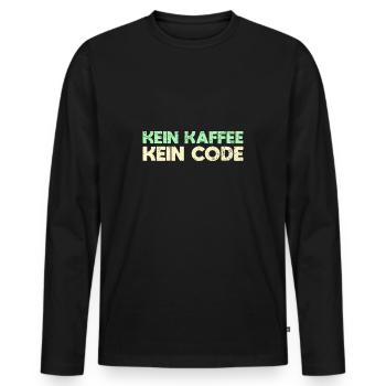 Kein Kaffee, Kein Code - Männer Premium Bio Langarmshirt - Schwarz - Vorne - Nico (187cm)