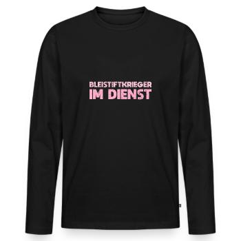 Bleistiftkrieger Im Dienst - Männer Premium Bio Langarmshirt - Schwarz - Vorne - Nico (187cm)