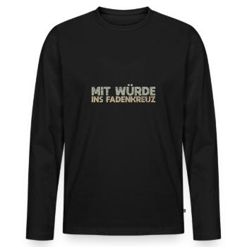 Mit Würde Ins Fadenkreuz - Männer Premium Bio Langarmshirt - Schwarz - Vorne - Nico (187cm)