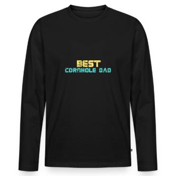Best Cornhole Dad - Men's Premium Organic Long Sleeve Shirt - black - Front - Nico (187cm)