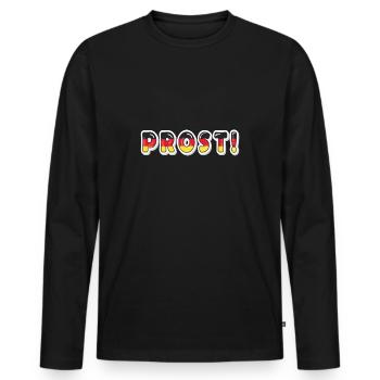 Prost! German | Bavarian - Men's Premium Organic Long Sleeve Shirt - black - Front - Nico (187cm)