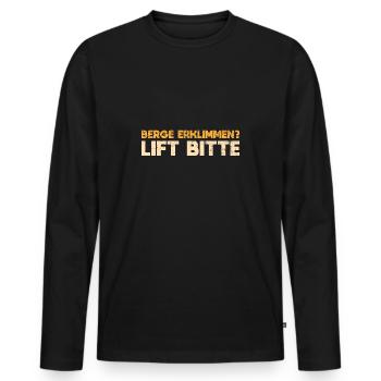 Berge Erklimmen? Lift Bitte - Männer Premium Bio Langarmshirt - Schwarz - Vorne - Nico (187cm)