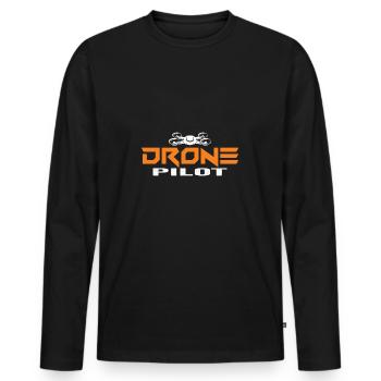 Drone Drone Pilote Quadcopter Drone Pilote - T-shirt manches longues Premium bio Homme - noir - Devant - Nico (187cm)