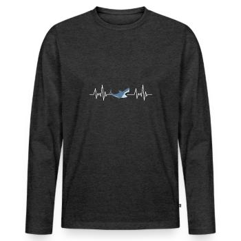 Fruits de mer Ocean Animal Gift Heartbeat Shark - T-shirt manches longues Premium bio Homme - anthracite chiné - Devant - Nico (187cm)